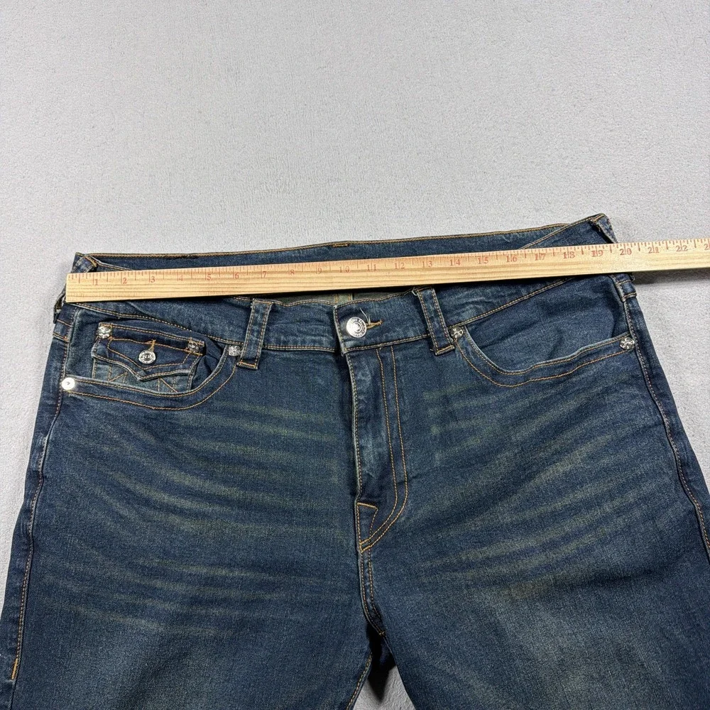 True Religion Ricky Jeans Mens 38 Blue Medium Relaxed Straight Flap Pocket Denim